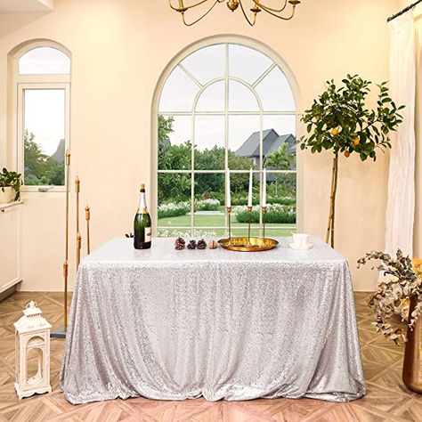 Amazon.com: Sequin Tablecloth Square Rose Gold 50X80 inch Glittering Shimmer Tablecloth for Wedding Baby Shower Birthday Party Dinners Sparkly Tablecloth : Toys & Games Party Dinners, Gala Decorations, Cake Tables, Table Cloth Decorations, Sequin Tablecloth, Sequin Table, Party Table Cloth, Rectangle Tablecloth, Table Cloths