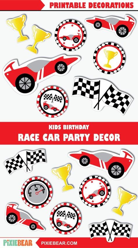 Go Kart Party, Race Car Birthday Decorations, Car Centerpieces, Race Car Party Decorations, Racing Cake, Race Car Cakes, Car Cake Toppers, Cars Birthday Party Decorations, Happy Birthday Tag