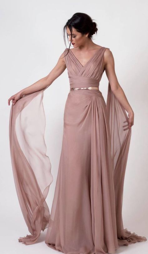 Bridesmaids Greek Dress, Fancy Gowns, V Neck Prom Dresses, Guest Dress, Chiffon Prom Dress, Formal Wedding, Beautiful Gowns, Fancy Dresses, Dream Dress