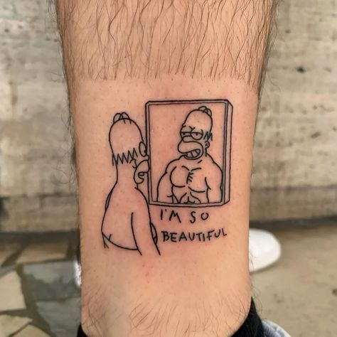 Homer Tattoos, Simpsons Tattoo Ideas, Homer Simpson Tattoo, Techno Tattoo, Compass Tattoos Arm, The Simpsons Tattoo, Simpson Tattoo, 24 Tattoo, Darkside Tattoo