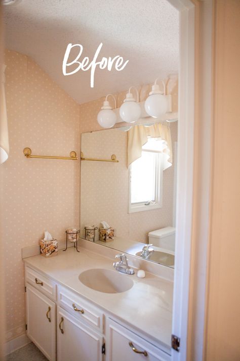 If you like to use lots of color in your decor, then you are going to love what these 10 Color Loving decorating bloggers did. Small Bathroom Makeovers, Before And After Makeover, Faux Wallpaper, Small Bathroom Remodel Designs, Wallpaper Diy, Bathroom Makeovers, Bath Makeover, Small Bathroom Renovations, Small Bathroom Renovation