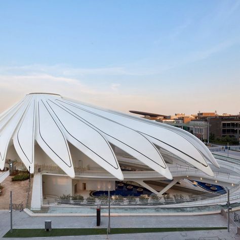 Designed by Spanish architect Santiago Calatrava, the host nation's pavilion was informed by the shape of a falcon's wing. Expo 2020 Dubai, Pavilion Design, Plans Architecture, Expo 2020, Caspar David Friedrich, Santiago Calatrava, Timber Structure, Urban Fabric, Exhibition Space