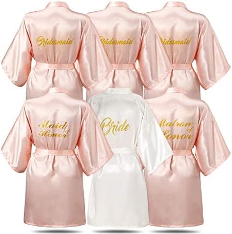 6 Pieces Bridesmaids Robes for Wedding Bridal Robes Matron of Honor Maid of Honor Robe Wedding Robes for Bridal Party Gift Bridesmaids Robes, Wedding Robes, Robe Wedding, Mother Wedding, Matron Of Honor, Women Bride, White Bride, Bridesmaid Party, Wedding Robe