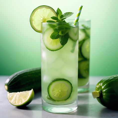 Cucumber Mint Lime Cooler – Low Calorie Mint Refresher, Homemade Cooler, Cucumber Drink, Blender Drinks, Peach Ice Tea, Ginger Peach, Hydrating Drinks, Recipes Book, Vegan Keto