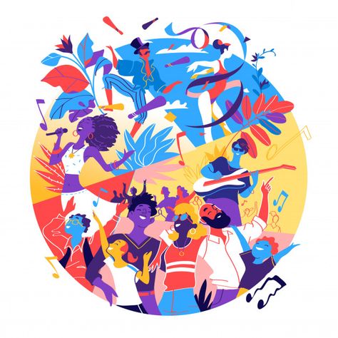 Poster for festival, celebration, holida... | Free Vector #Freepik #freevector #poster #music #people #party Music Festival Party, 달력 디자인, Summer Music Festivals, Corporate Art, Cover Letters, Sport Illustration, Festival Celebration, Affinity Designer, Group Of People