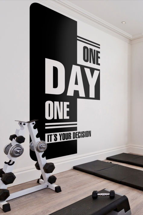 One Day, Day One, Its Your Decison, Gym Wall Decor, Gym Quotes, Gym Walls, Gym Wall Decals, Gym Wall Stickers, Gym Wall Art, Gym Art, Gift Gym Wall Quotes, Gym Wall Stickers, Workout Room Decor, Home Made Gym, Gym Wall Art, Quotes Gym, House Gym, Gym Wall Decor, Architecture Blueprints