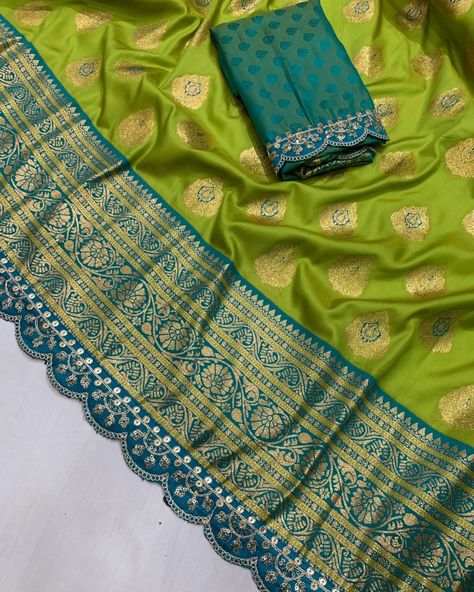 Rs.2199/- Free Shipping Beautiful fancy soft paithani pattu saree with all over nakshatra butties along with weaving Kanchi border* *Exclusive Contract Maggam Sequence work lace border in full saree* *Paithani pallu with tassels* *Contrast Blouse as shown in video* *Price :- 1650/-* *Multiple Available* *We Always Trust in Quality* 🔥🔥🔥🔥🔥🔥🔥🔥 Maggam Work Lace For Saree, Kanchi Pattu Blouse Designs, Saree Paithani, Lace Blouse Design, Saree Designs Party Wear, Hand Work Blouse, Fancy Blouse, Hand Work Blouse Design, Sequence Work