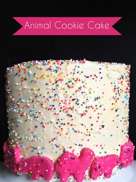 Animal Cracker Cake, Animal Cookie Cake, Cracker Cake, Frosted Animal Crackers, Circus Cookies, Animal Cracker, Cookie Birthday Party, Circus Animal Cookie, Reach Goals