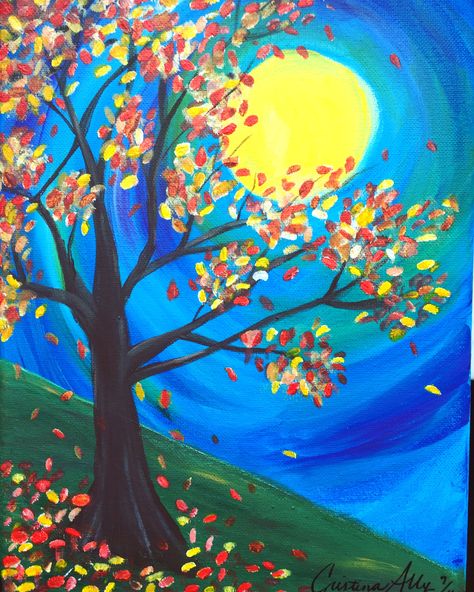 Season Painting Ideas, Canvas Painting Ideas Fall, Autumn Painting Ideas, Painting Seasons, Fall Acrylic Painting, Painting Ideas Fall, Fall Tree Art, Painting Ideas Abstract, Season Painting