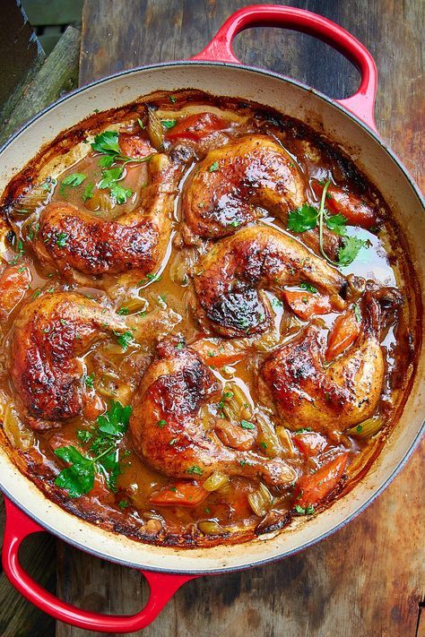 Braised Chicken Recipes, Braised Chicken, Best Chicken Recipes, Chicken Legs, Oven Recipes, Chicken Dishes Recipes, Poultry Recipes, Chicken Dinner Recipes, Turkey Recipes