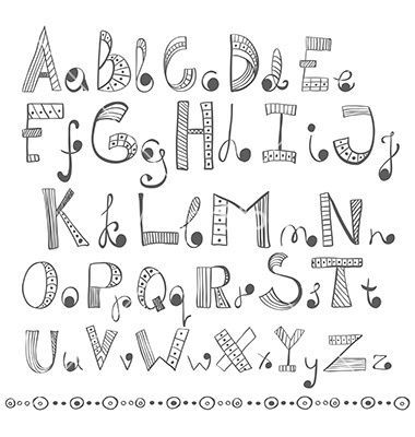 Hand drawn alphabet vector by Elmiko on VectorStock® Hand Drawn Alphabet, Hand Lettering Alphabet Fonts, Inspiration Typographie, Bullet Journal Font, Journal Fonts, Doodle Alphabet, Doodle Fonts, Fancy Letters, Hand Lettering Art