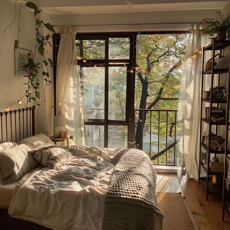 Ethereal Aesthetic Room Decor, Bedroom With Balcony, Casa Vintage, Dream House Rooms, Cozy Room Decor, Aesthetic Rooms, Dream Room Inspiration, Dream Apartment, Cozy Room