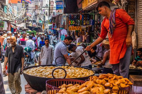 Brace your appetite, and maybe start researching flights to India. Delhi Chaat, Delhi Market, Desi Street Food, Lamb Kebabs, India Street, Asian Street Food, Food Street, India Food, Indian Street Food