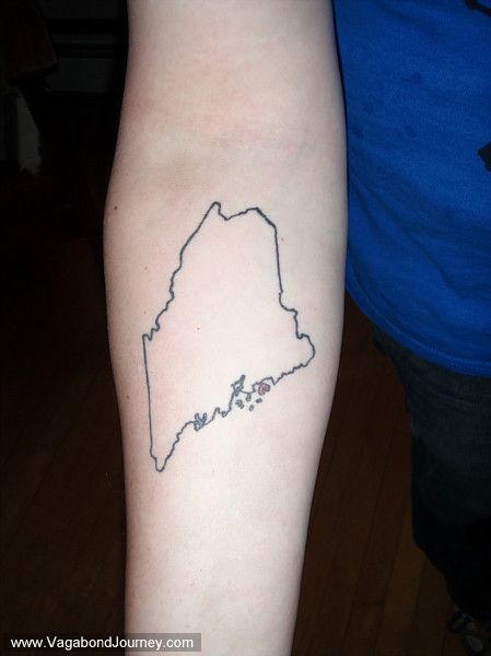 Maine tattoo with a small heart over my hometown? <3 State Of Maine Tattoo, Maine Themed Tattoo, State Of Maine Tattoo Ideas, Maine Tattoos, Maine Tattoo Ideas, Maine Outline, Maine Tattoo, State Tattoos, Florida Tattoos