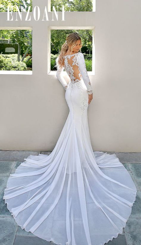 Sleek Wedding Dress, Mermaid Wedding Dress With Sleeves, Wedding Dress Guide, Trumpet Wedding Dress, Modern Glam, Dream Wedding Ideas Dresses, Sleeve Wedding Dress, Vintage Elegance, Vintage Diy