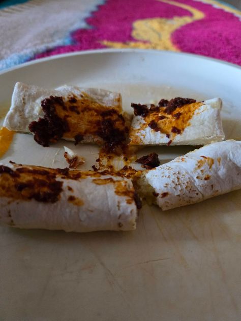 Plain burrito with red chile Red Chile, Burritos, Red