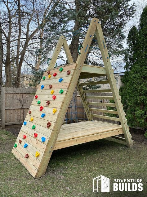 Facebook Small Yard Playground, Diy Playground Backyard, Outdoor Climbing Wall, Diy Monkey Bars, Kids Climbing Wall, Diy Climbing Wall, Kids Climbing Frame, Diy Kids Playground, Kids Play Equipment