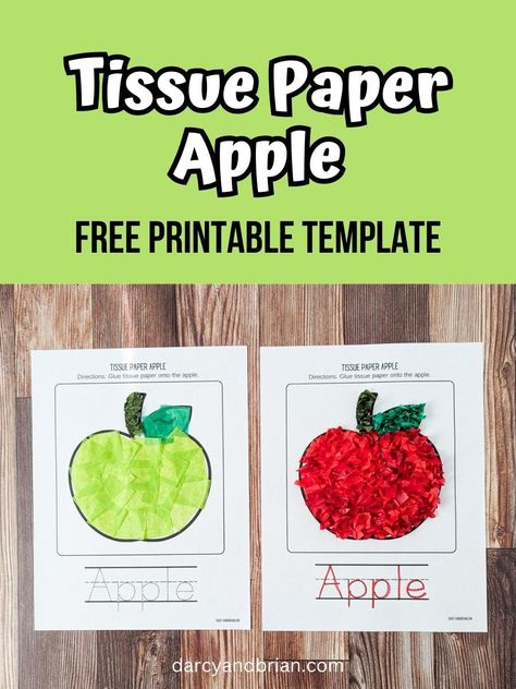 Apple For Parents Printable, Tissue Paper Apple, Paper Apple Craft, Tissue Paper Crafts For Kids, Apple Crafts Preschool, Letter Of The Week Activities, Kids Fathers Day Crafts, Paper Apple, Tissue Paper Crafts