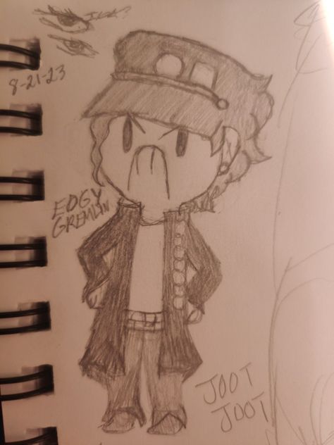 JoJo's Bizarre Adventure, JJBA, Jotaro, Jotaro Kujo, Jotaro Kujo Fanart, Doodle, Silly Sketch Jjba Doodles, Jotaro Kujo Fanart, Jojo Sketch, Jojo Doodles, Jjba Jotaro, Jjba Art, Kujo Jotaro, Jotaro Kujo, Gremlins