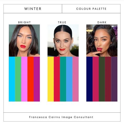 Winter Color Palette Hair Colors, Clear Winter Color Palette, Color Palette Hair, Deep Winter Hair Color, Bright Winter Color Palette, Palette Hair Color, Color Palette Outfit Ideas, True Winter Palette, Color Palette Outfit