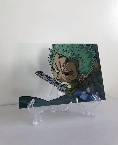 Zoro One Piece Glass Painting, Glass Canvas Painting, Bf Presents, Anime Acrylic Stand, Glass Painting Art, Paint Anime, Anime Glass Painting, Anime Canvas Painting, Anime Acrylic