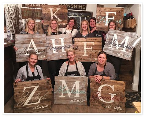 Wood Sign Workshop - Finished Wooden Signs Board And Brush Signs Ideas, Diy Wood Sign, Signs Design, Welcome Wood Sign, Board And Brush, Wooden Signs Diy, Personalized Wood Signs, Diy Workshop, Diy Wood Signs