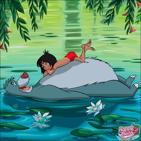 Disney Happy Color The Jungle Book Mogli Jungle Book, Jungle Book Tattoo, Baloo Jungle Book, Normandy House, Disney Style Drawing, Jungle Book Characters, Tela Iphone, Jungle Book Disney, Disney Paintings