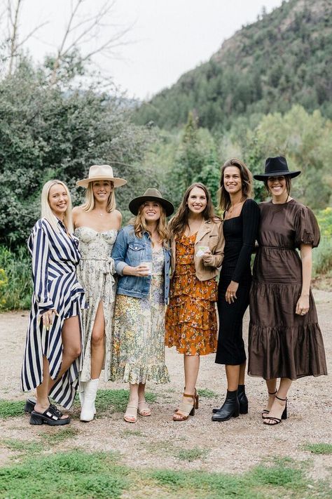 A Rehearsal Dinner With An Elevated Western Aesthetic at Holden Marlot Museum in Aspen, Colorado Elevated Western Wedding, Wedding Rehearsal Outfit Guest, Western Chic Wedding Guest Attire, Western Cocktail Attire, Western Rehearsal Dinner, Wedding Rehearsal Outfit, Rehearsal Dinner Attire, Mountain Inspiration, Western Formal