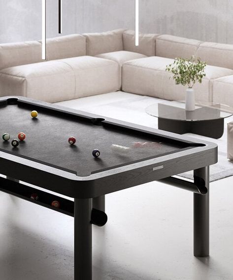 Steel Pool, Miami House, Modern Pool Table, Wooden Pool, Laser Cut Steel, Pool Tables, Miami Houses, Felt Cover, Stone Top