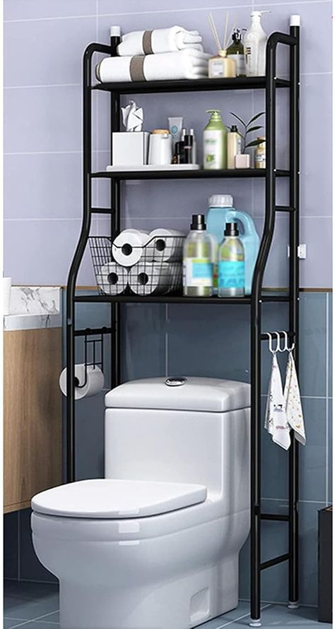 Amazon.com: Over-The-Toilet Organizer Rack, Metal 3 Tier Bathroom Organizer Shelf Modern Toilet Bathroom Corner Stand, Bathroom Tower Shelf, Freestanding Toilet Space Saver, Laundry Shelf Unit Organizer Rack : Home & Kitchen Baños Pequeños Ideas, Toilet Organization, Over The Toilet Organizer, Toilet Space Saver, Laundry Shelf, Christopher Bangchan, Toilet Organizer, Tower Shelf, Bathroom Tower