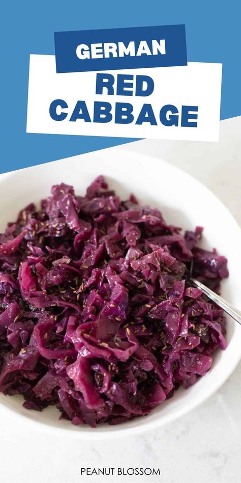 Traditional German red cabbage is cooked with red wine vinegar, a touch of mustard, and a sprinkle of caraway seeds. This warm side dish pairs wonderfully with many pork or beef recipes, especially German sauerbraten. Octoberfest Recipes, Cabbage With Apples, Sweet Cabbage, Cooked Red Cabbage, Cooking With Red Wine, German Red Cabbage, Jonathan Apples, Red Cabbage With Apples, Recipes Side Dishes