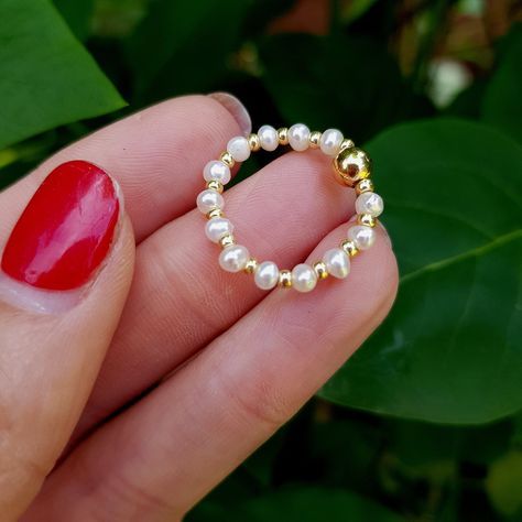 Beaded Stacking Rings, Pearls Ring, Real Pearl Jewellery, Pearl Drop Earrings Bridal, Bridesmaid Pearl Earrings, Seed Pearl Ring, Bridesmaid Gifts Earrings, Pearl Jewelry Gift, Freshwater Pearl Drop Earrings