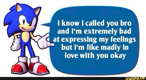 Sonic Memes Love, Expressing My Feelings, Sonic Funny, My Feelings, I Call You, Sonic And Shadow, Pick Up Lines, What’s Going On, Popular Memes