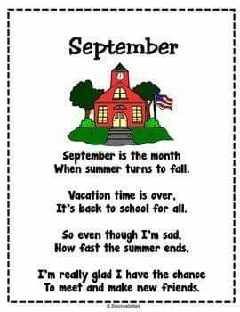 September Poem, Letter Poems, Prek Songs, Jonny Appleseed, Phonics Stories, Circle Songs, Shared Reading Activities, Months Song, Kindergarten Poems