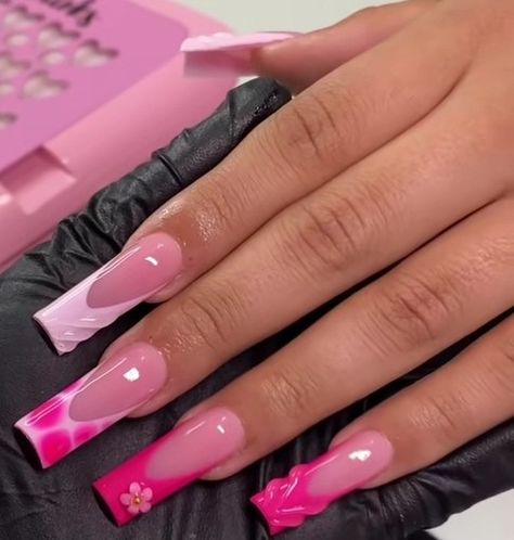 Baddie Pink Nails, Hot Pink Nails Acrylic, Fake Nails Designs, Diy Acrylic Nails, Colored Acrylic Nails, Girly Acrylic Nails, Simple Acrylic Nails, Acrylic Nails Coffin Pink, Soft Nails