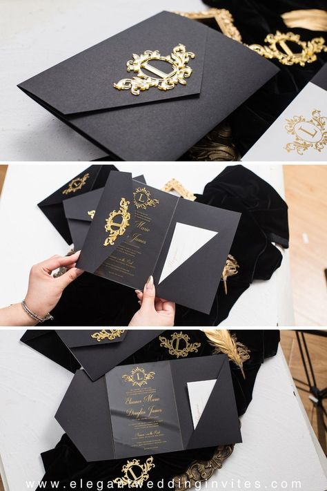 #weddinginvitations #weddingstationery #bridetobe #groomtobe #weddingplanning #weddingideas #weddinginspiration #weddingdetails #weddingdecor #weddingstyle #weddingday #weddinglove #weddinggoals #weddinginspo #weddingtrends Unique Wedding Invitations Elegant, 1000 Wedding, Acrylic Monogram, Peacock Wedding Theme, Prom Themes, Black Gold Wedding, Gold Wedding Invitation, Wedding Send Off, Trendy Wedding Invitations