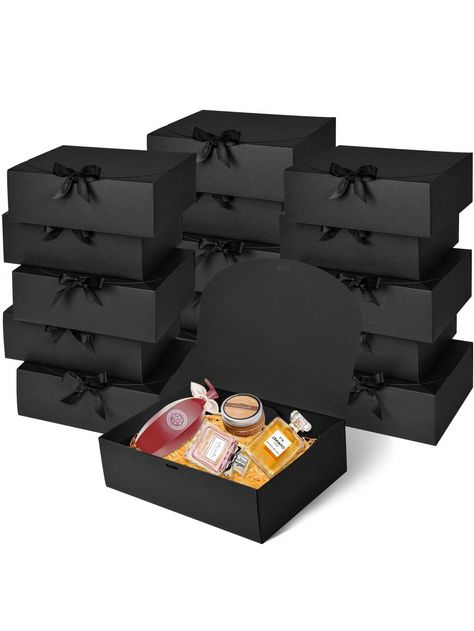 10 Pieces Black Gift Box With Lid, Party Gift Decoration, 10.6 Inch*7.8 Inch*3.15 Inch Black Gift Box With Ribbon, Bridesmaid Proposal Box, Wedding Decoration Gift Box, Mother's Day Gift, Packaging, Birthday, Cupcake Box, DIY Making, Beauty StorageI discovered amazing products on SHEIN.com, come check them out! Cupcake Boxes Diy, Groomsman Proposal Box, Gift Box With Ribbon, Gift Boxes With Lids, Box With Ribbon, Birthday Gift Bags, Birthday Gift Baskets, Party Box, Groomsmen Proposal