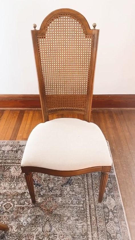 allibrenna on Instagram: Cane back chair DIY ✨ . . . #diy #canefurniture #thrifted #secondhandhome #simpleliving #livingspaces #seekthesimplicity #bestofhome… Refinish Cane Back Chairs, Adding Cane To Chair Back, Anthropologie Hagen Chair, Antique Cane Dining Chairs, Broyhill Vintage Cane Back Dining Chairs, Cane Back Chairs, Cane Furniture, Diy Chair, Simple Living