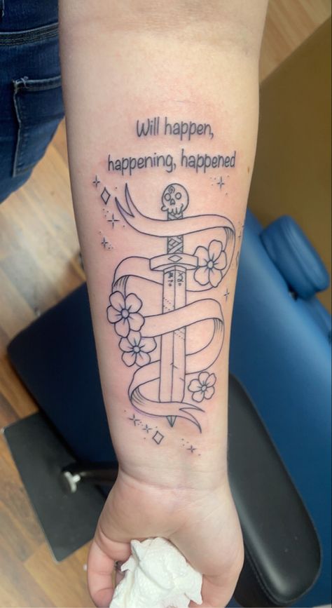 Everything Stays Tattoo Adventure Time, Adventure Time Quote Tattoo, Adventure Time Swords Tattoo, Everything Stays Tattoo, Bubbline Tattoo, Marceline Tattoo Ideas, Tattoo Ideas Cartoon, Marceline Tattoo, Hipster Tattoos