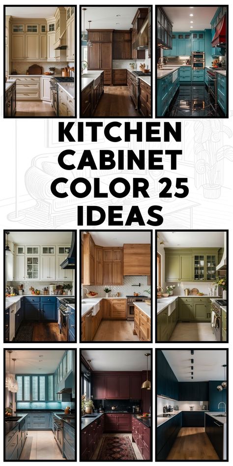 Kitchen Cabinet Color 25 Ideas: Transform Your Space with Vibrant Choices Merlot Kitchen Cabinets, Diy Painting Kitchen Cabinets Ideas, Multi Color Kitchen Cabinets, Stain For Kitchen Cabinets, Old Cabinets Makeover, Three Tone Kitchen Cabinets, Two Color Kitchen Cabinets Ideas, 2025 Kitchen Cabinet Trends, 1960s Kitchen Cabinets