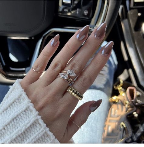 Latte Chrome Nails, Sparkle Holiday Nails, Tan Chrome Nails, Nail Ideas November, Classy New Years Nails, Aesthetic Winter Nails, Lux Nails, 20 Aesthetic, Spring Acrylic Nails