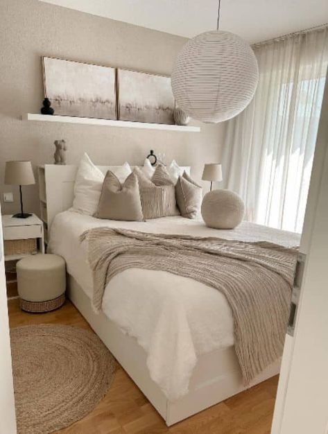 These budget-friendly ideas for revamping a small bedroom will help ensure your design is chic without straining your finances! Beige Room, Neutral Bedroom Decor, Beige Bedroom, Bedroom Decor Cozy, Small Bedroom Decor, Neutral Bedroom, Redecorate Bedroom, Bedroom Refresh, Room Makeover Bedroom