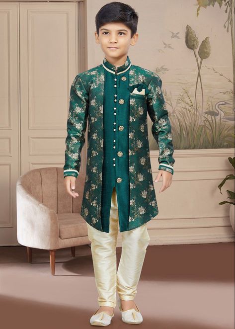 Kids Sherwani Boys, Sherwani For Boys, Kids Sherwani, Baby Boy Birthday Outfit, Indowestern Sherwani, Fancy Buttons, Festive Wear, Readymade Blouse, Causual Outfits