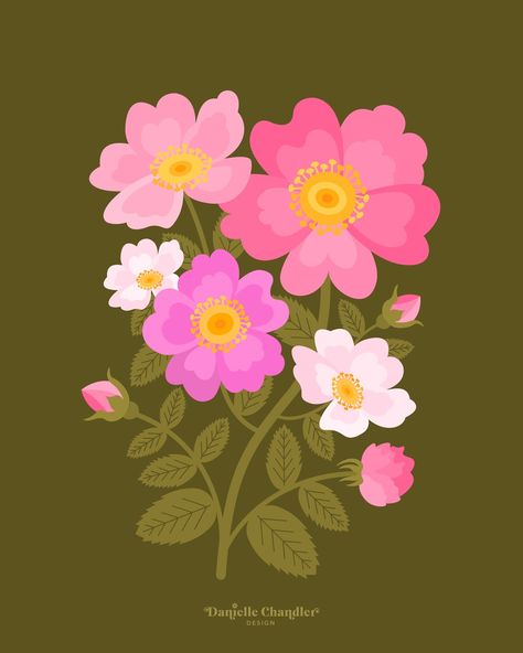 Prairie rose 🌸 Drawing flowers is just my favorite. It’s so calming drawing the details and getting lost in the colors of the petals. Jumping into another art challenge that I will definitely be participating in again — #52weeksofflorals Prairie Rose, Drawing Flowers, Rose Drawing, Flower Illustration, Art Challenge, Logo Ideas, Punch Needle, Botany, Flower Drawing