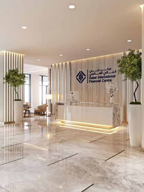 Modern Hospital Lobby Interior Design, Medical Clinic Design Interiors, Reception Design Ideas, Hospital Lobby, Reception Counter Design, Reception Designs, Office Reception Design, Healthcare Interior Design, Dental Office Design Interiors