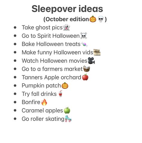 Preppy Halloween Party Ideas, Spooky Slumber Party, Fall Themed Sleepover, Spooky Sleepover Ideas, Halloween Slumber Party Ideas, Halloween Sleepover Ideas For Teens, October Sleepover, Halloween Activities For Teens, Halloween Sleepover Ideas