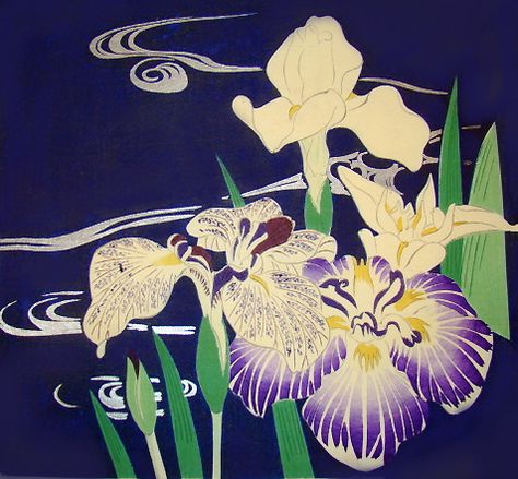 kyogo irises Japanese Wall Art, Blue Backdrops, Art Japonais, Japanese Painting, Irises, Arte Floral, Photo Images, Paintings & Prints, Ponds