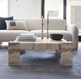 PETRA COFFEE TABLE | Mitchell Gold + Bob Williams Onyx Coffee Table, Onyx Coffee, Washable Slipcovers, Mitchell Gold Bob Williams, Mitchell Gold, Marble Coffee Table, Stone Design, Table Storage, Custom Upholstery