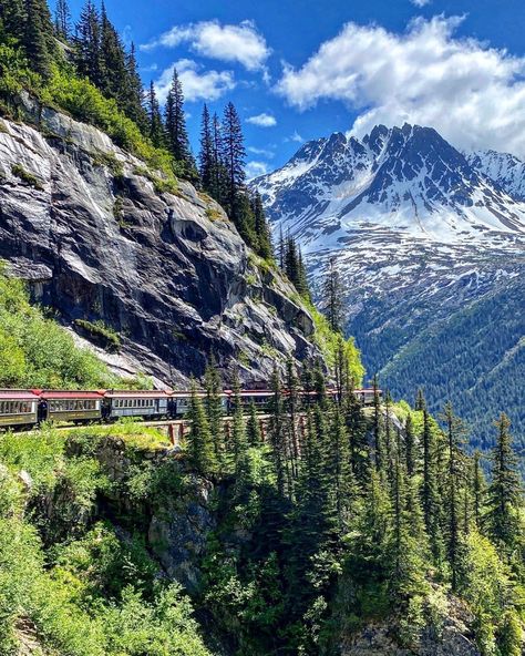 Skagway, Alaska. The White Pass & Yukon railroad. It was built in 1898 during the Klondike Gold Rush. Photo by Sarah Borrowdale. Yukon Travel, Alaska Seward, Alaska Summer, Klondike Gold Rush, Skagway Alaska, Alaska Photos, Alaska Travel, Gold Rush, Summer Travel