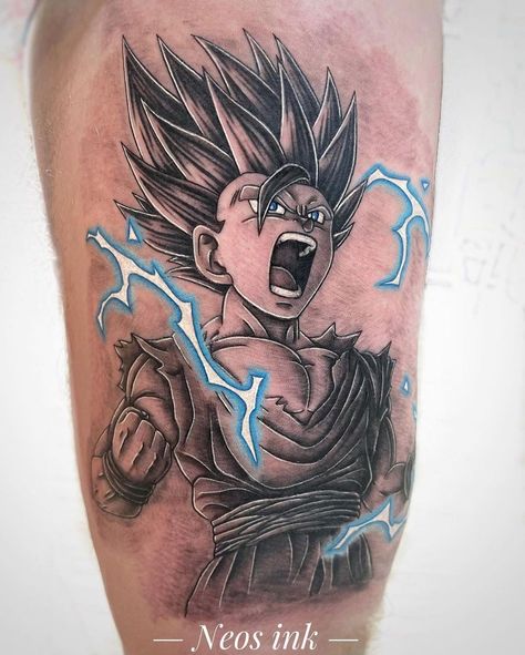 Dbz Tatoos, Goku Tattoo Design, Dragon Ball Tattoos, Dragon Ball Z Tattoo, Goku Tattoo, Dbz Tattoo, Gohan Ssj2, Tattoos Dragon, Ball Tattoo